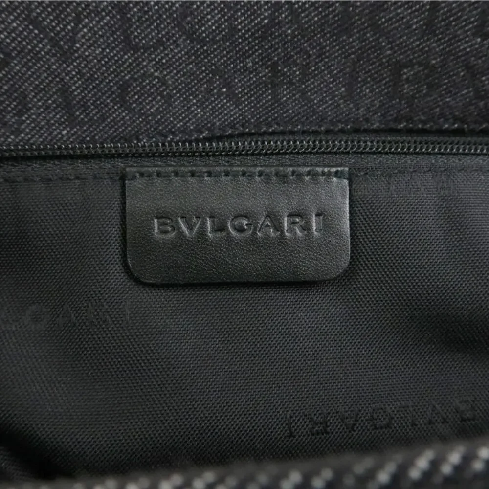 💎✨Authentic✨💎BVLGARI Logo Mania Canvas Leather Tote Bag Hand Bag Black - Picture 17 of 17